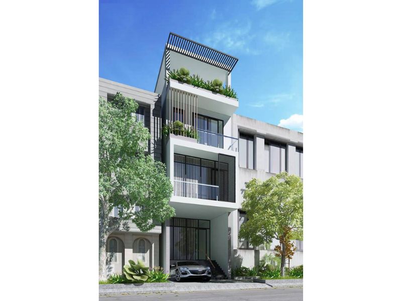 Nhà 4 tầng có tầng bán hầm kiến trúc hiện đại, tinh tế