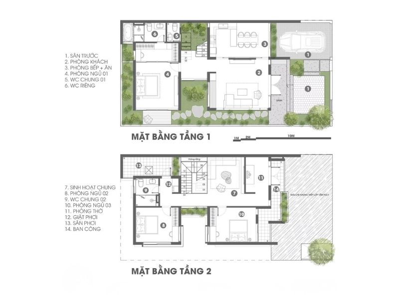 Gợi ý cách sắp xếp công năng biệt thự 2 tầng 10x20 mái Nhật sao cho khoa học