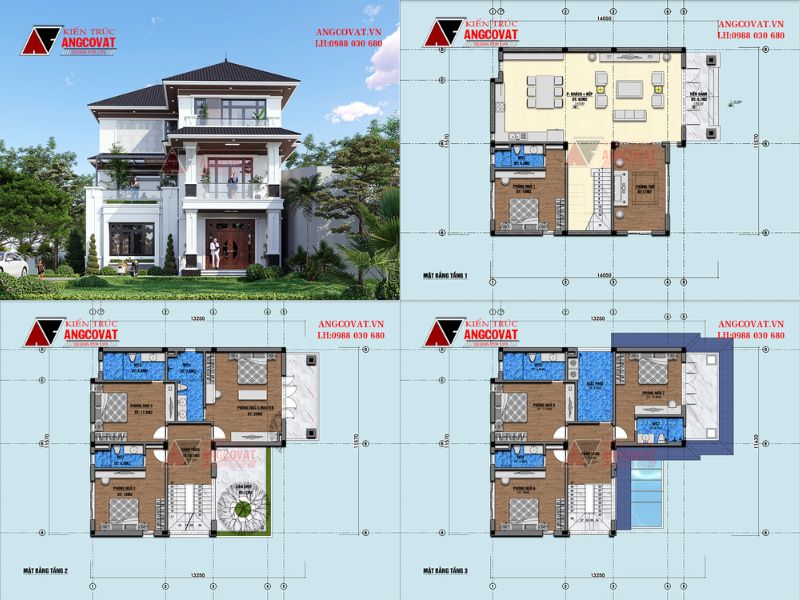Kiến trúc biệt thự đa thế hệ mặt tiền 9m