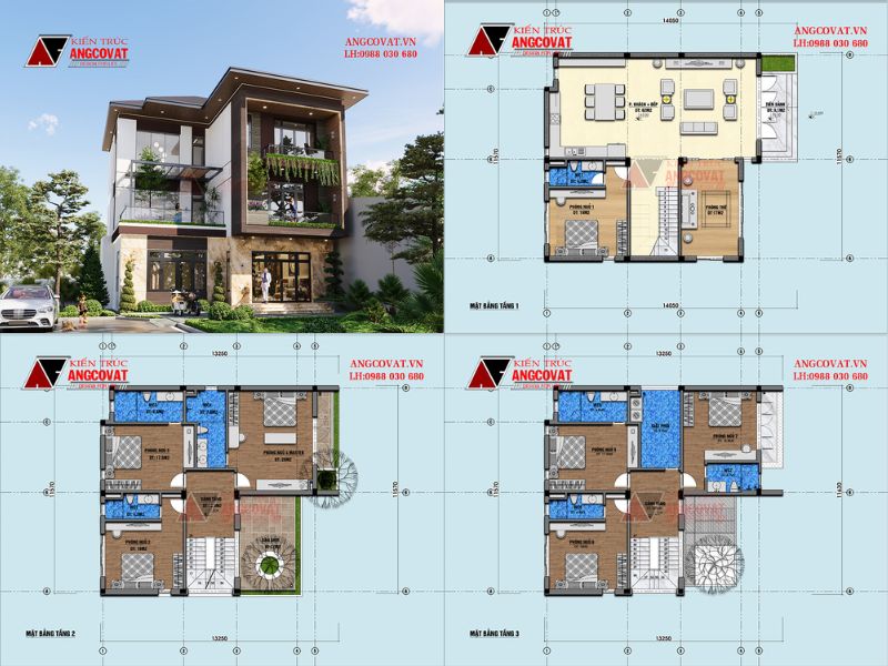 Nhà biệt thự 3 tầng 150m2 sang trọng hiện đại