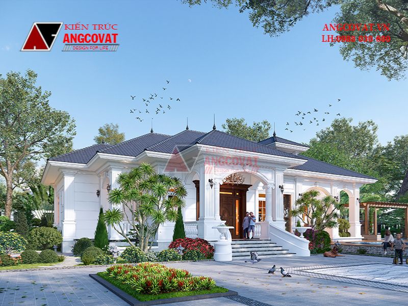 Mặt bằng ngoại thất công trình nhà 300m2 tân cổ
