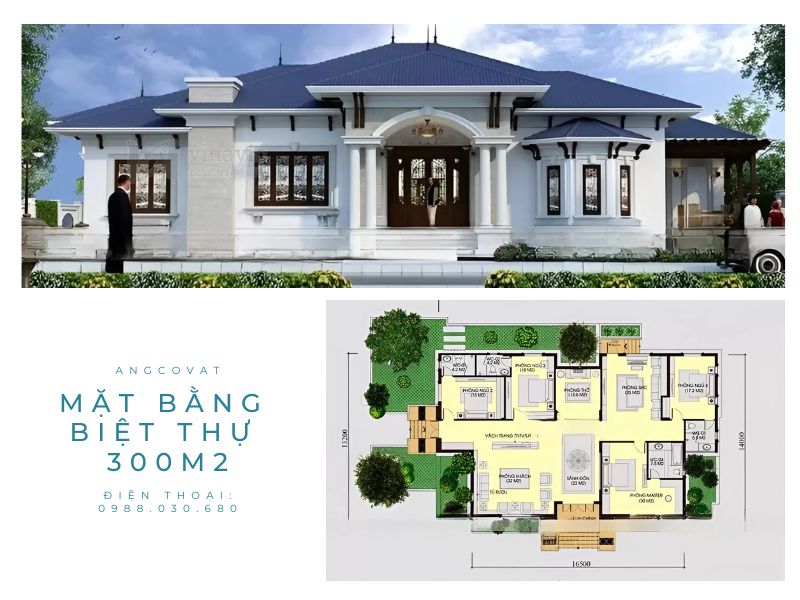 Mặt bằng biệt thự 300m2 đáp ứng đầy đủ nhu cầu của gia chủ