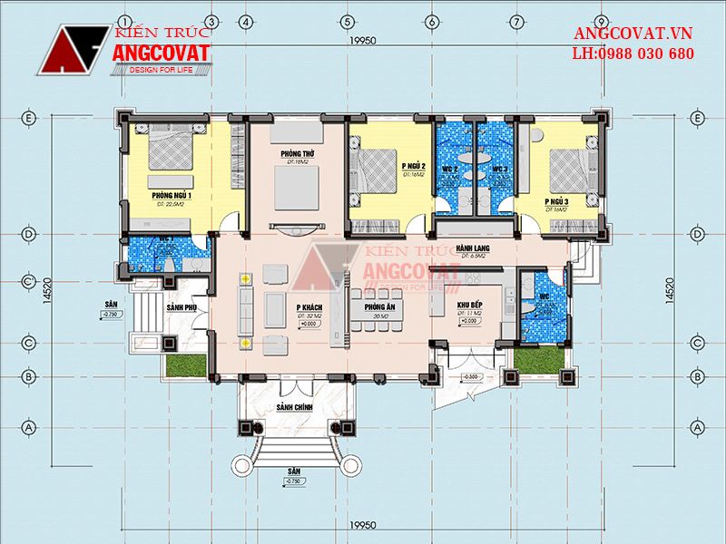 Bố trí không gian sống nhà biệt thự 300m2 tân cổ