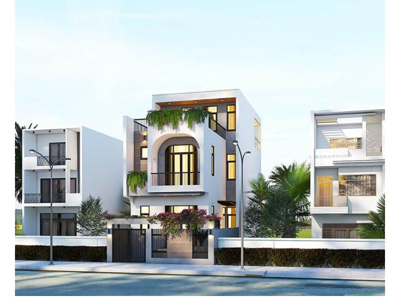 Kiến trúc nhà 2 tầng mái bằng độc đáo mặt tiền 7m