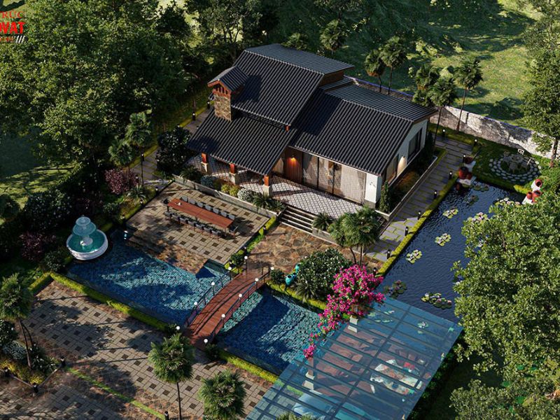  Nhà vườn 350m2 phong cách đơn giản nhẹ nhàng