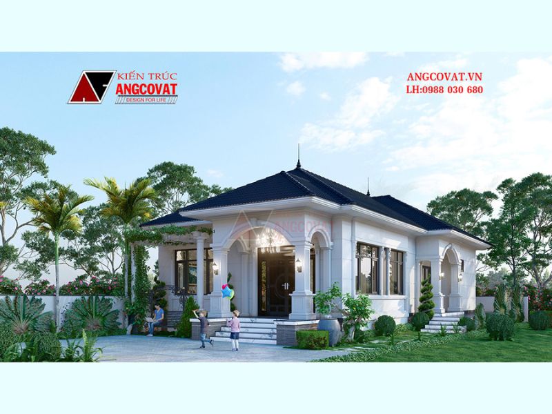 Nhà biệt thự 1 tầng phong cách tân cổ