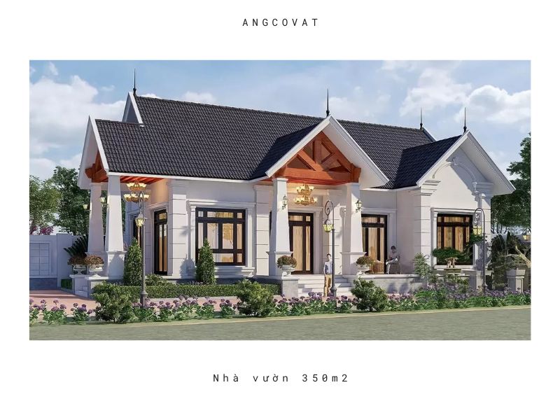 Kiến trúc nhà vườn tân cổ điển 1 tầng