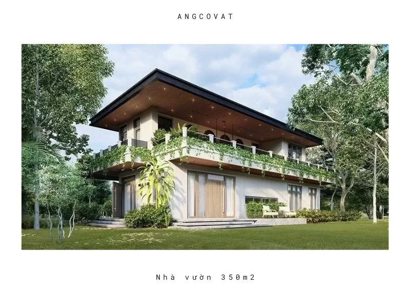 Biệt thự sân vườn hiện đại mái bằng 2 tầng 350m2