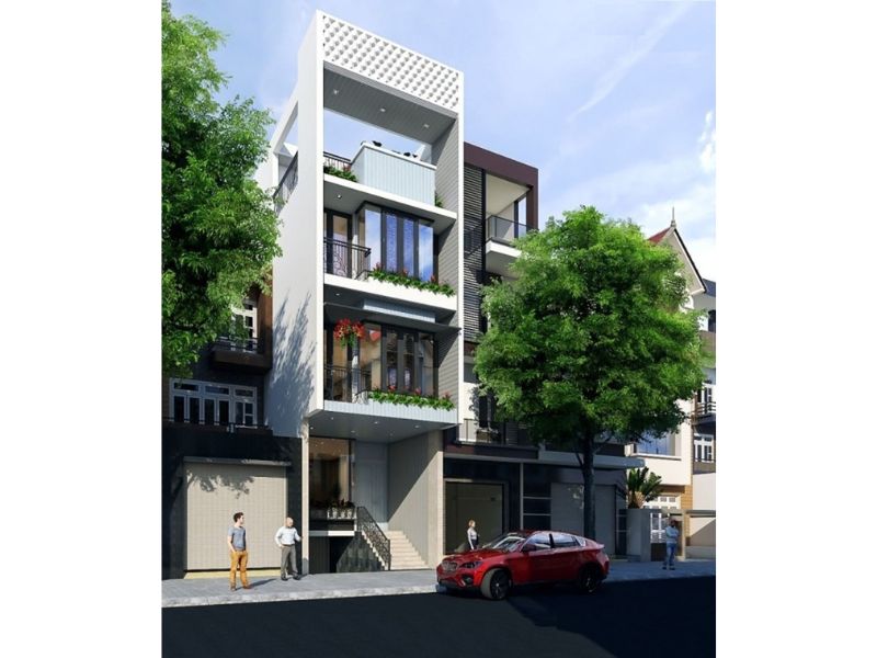 Không gian nhà 3 tầng có tầng hầm mặt tiền 5m