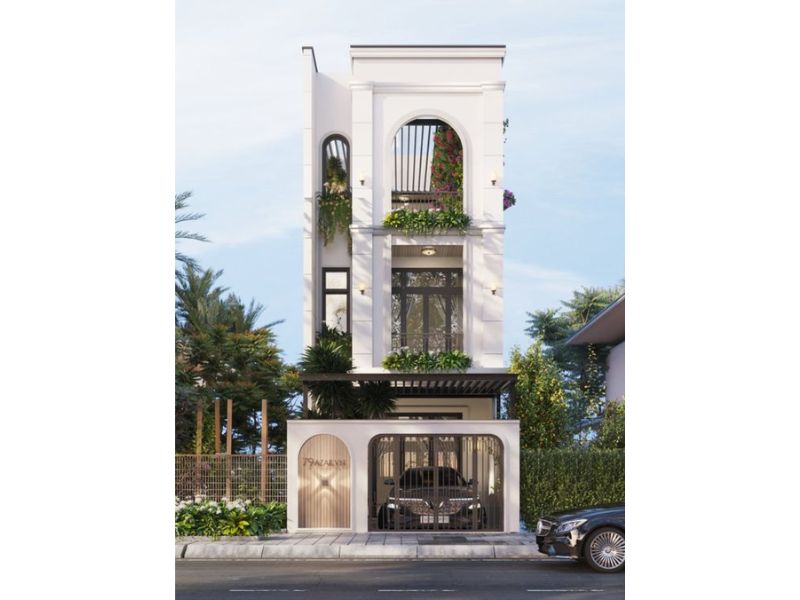 Nhà đẹp 3 tầng tạo hình ngoại thất độc đáo và đẹp mắt