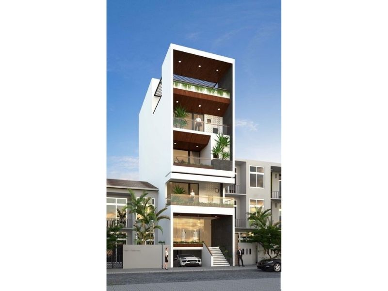 Nhà phố hiện đại mặt tiền 5m có hầm chìm