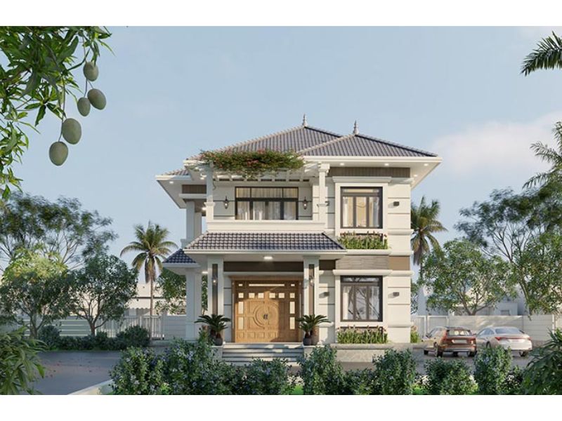 Ý tưởng thiết kế nhà 4 phòng ngủ 2 tầng mái Nhật có sân vườn rộng và đẹp 