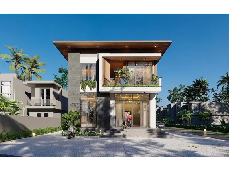 Xây mẫu nhà 4 phòng ngủ 2 tầng với không gian sống hiện đại, ngập tràn ánh sáng và gió tự nhiên