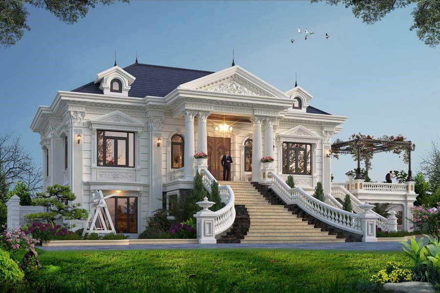 Kiến trúc nhà vườn 1 tầng phong cách Châu Âu