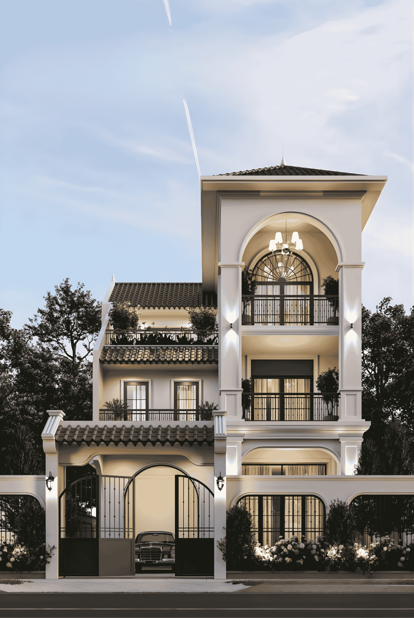 Kiến trúc nhà vườn 3 tầng có bể bơi sang trọng