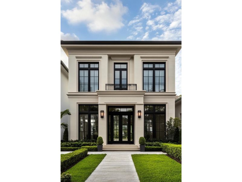 Biệt thự vườn 2 tầng mái bằng sử dụng hệ thống cửa kính đẹp mắt