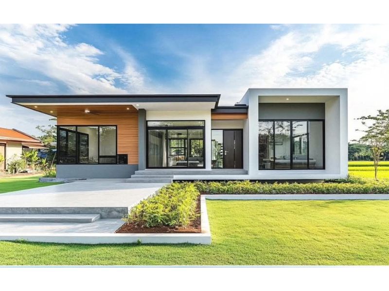 Kiến trúc hiện đại nhà vườn 1 tầng mái bằng
