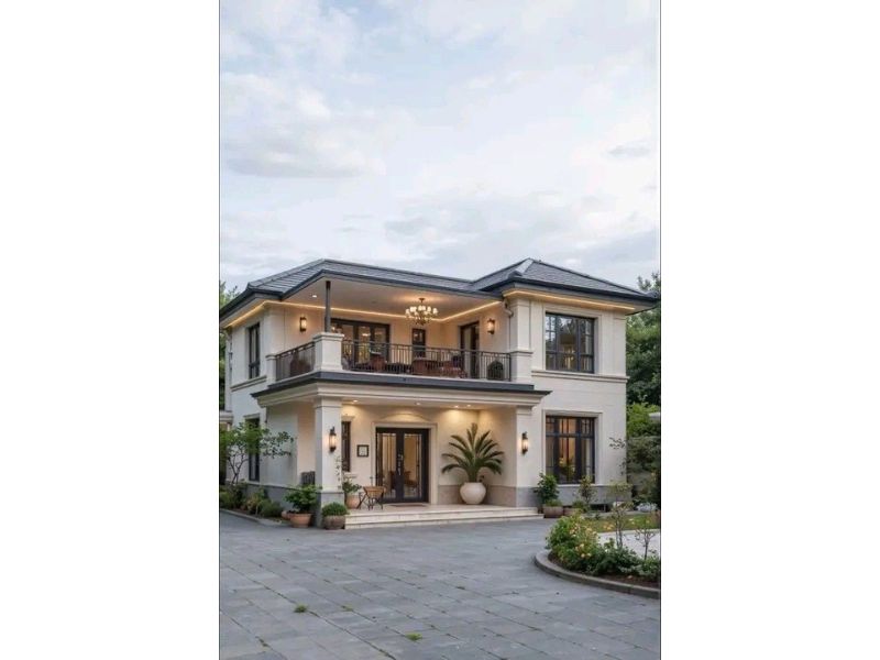 Nhà vườn đẹp mái Nhật gam màu trắng