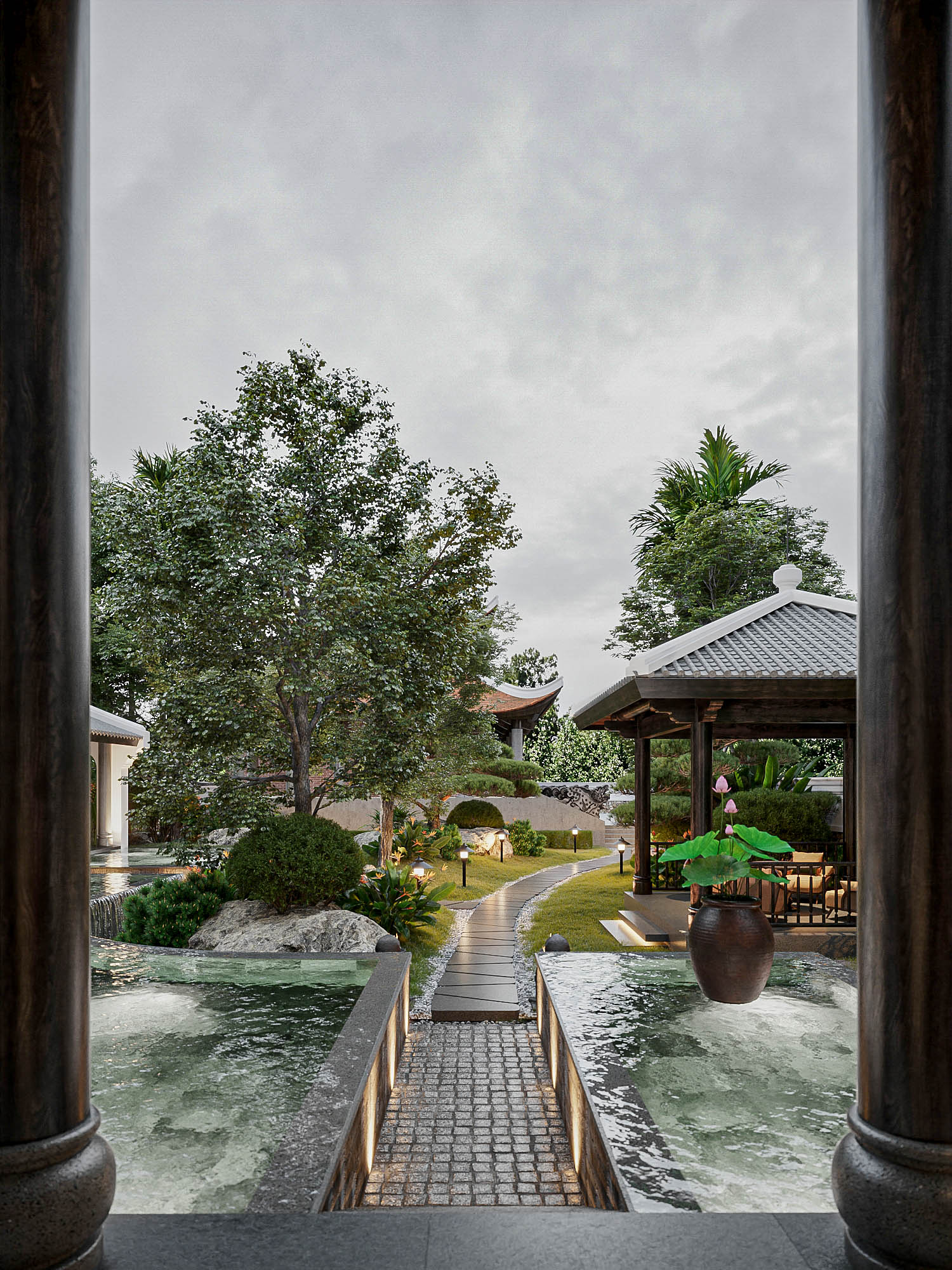 Bố trí cảnh quan sân vườn cho các công trình indochine