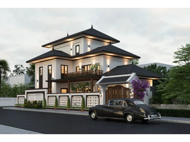 Không gian sống trong căn biệt thự sân vườn Indochine