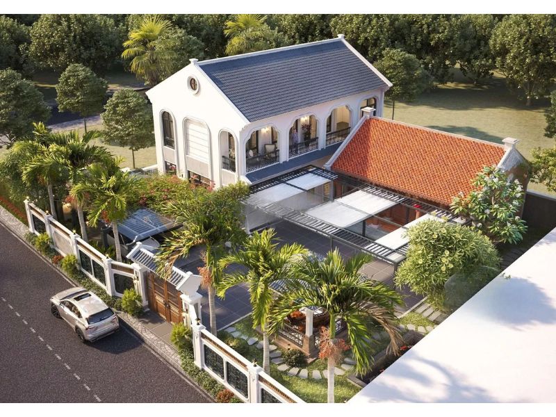 Không gian nhà vườn 2 tầng có thêm nhà thờ họ