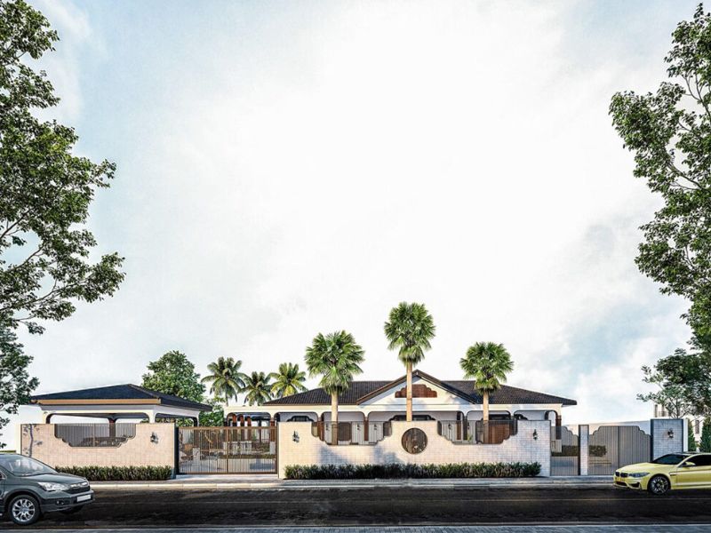 Nhà vườn 1 tầng có sân vườn rộng và đẹp