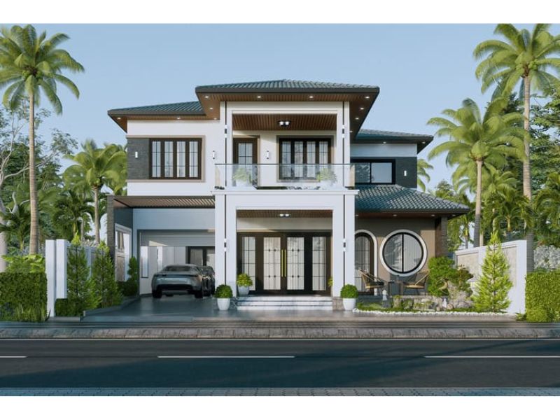 Biệt thự  2 tầng đơn giản và đẹp mắt