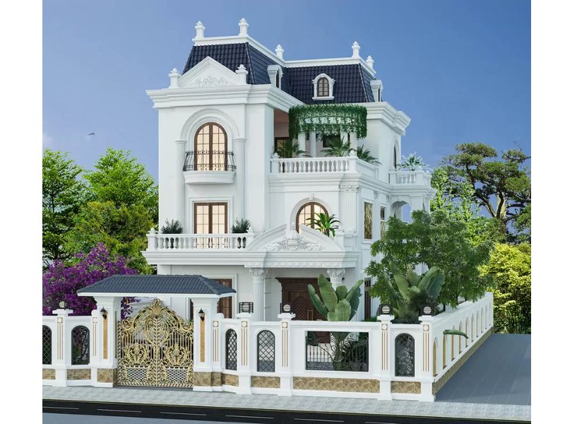 Mẫu biệt thự 3 tầng mặt tiền 8m xa hoa, lộng lẫy