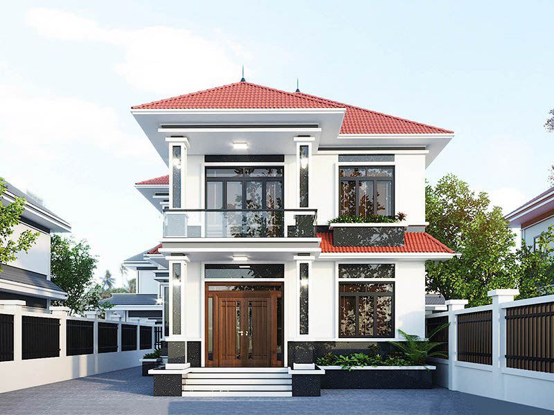 Thiết kế nhà 2 tầng mái Nhật không gian sống tiện ích