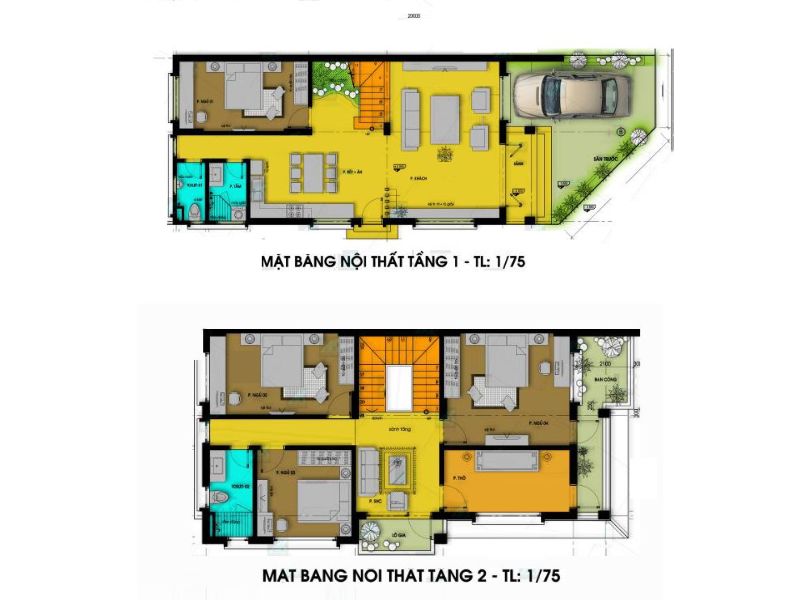 Cách bố trí mặt bằng công năng thiết kế nhà ngang 7m dài 20m 2 tầng