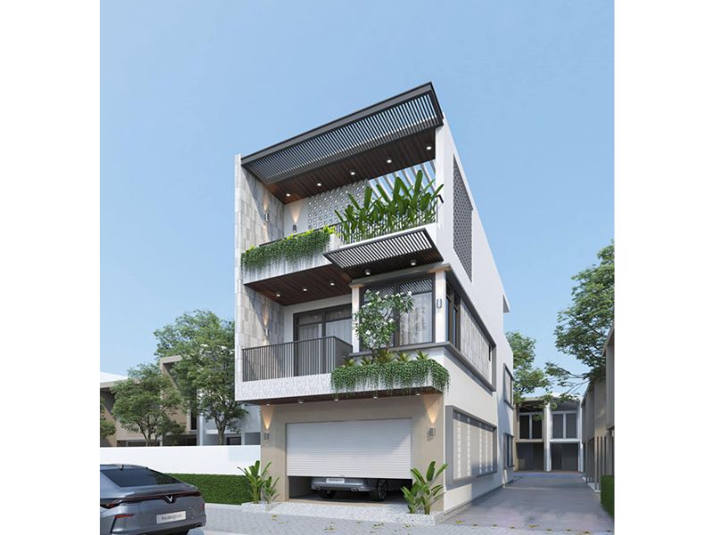 Tham khảo phương án thiết kế nhà 3 tầng 6x18 có gara tiện lợi