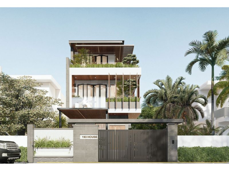 Thiết kế lam chắn mặt tiền tạo cảm giác thoáng đãng, mát mẻ cho ngôi nhà 3 tầng ngang 6m dài 18m