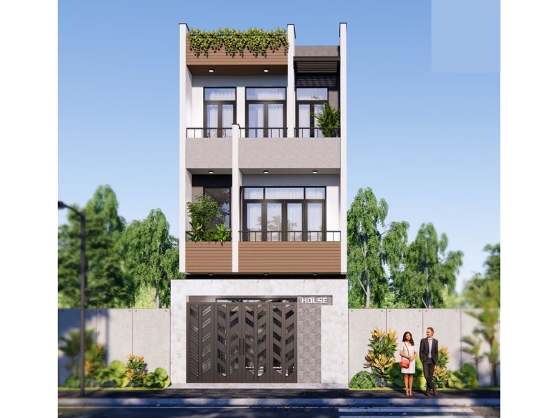 Mẫu nhà 3 tầng 6x18 có ban công đua rộng
