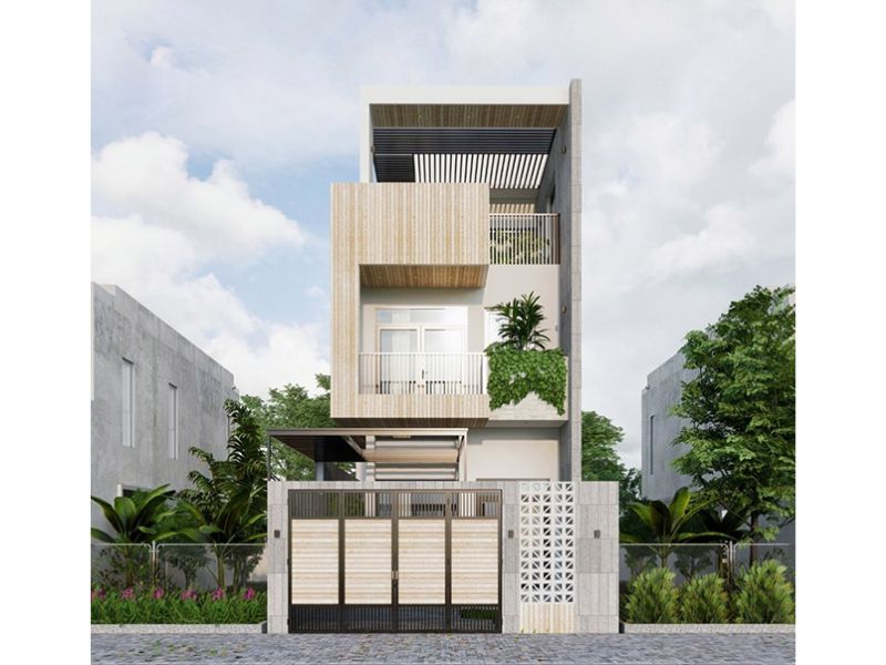 Mẫu nhà 3 tầng thiết kế ban công đua thụt linh hoạt tạo điểm nhấn kiến trúc
