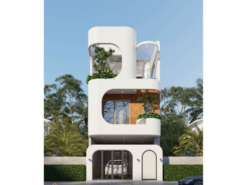 Mẫu nhà 3 tầng hiện đại kiến trúc vòm đơn giản mà tinh tế