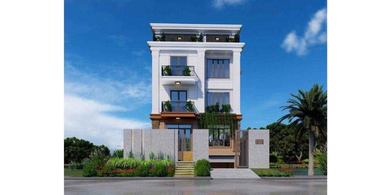 Kiến trúc nhà đẹp mặt tiền 6m có tầng hầm
