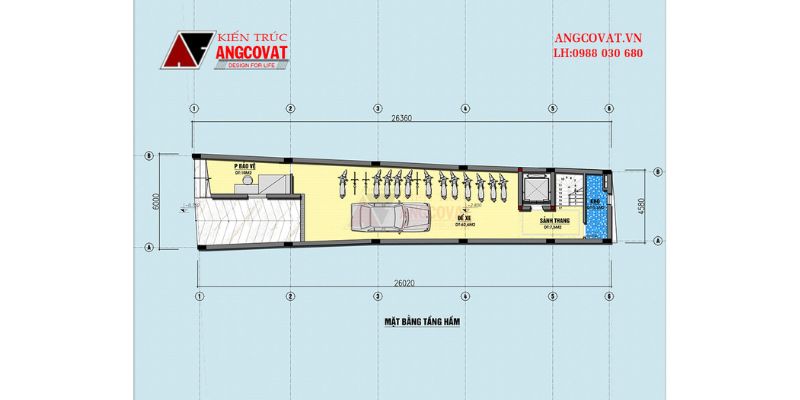 Công năng khu vực tầng hầm nhà 5 tầng mặt tiền 6m có hầm