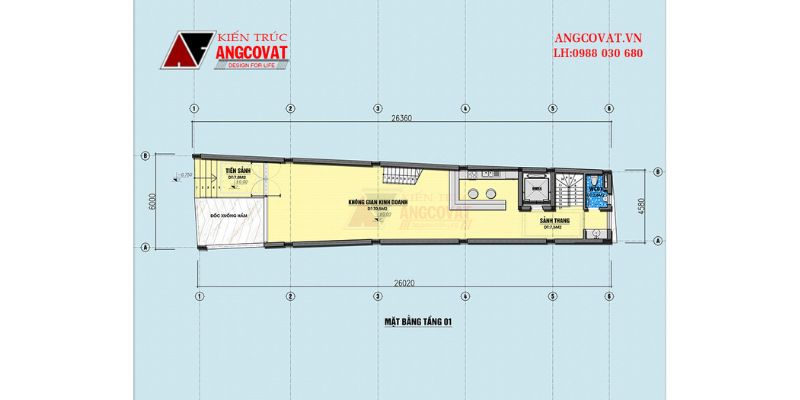 Công năng khu vực tầng 1 nhà 5 tầng mặt tiền 6m có hầm