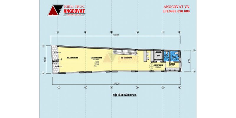 Công năng khu vực tầng 2 nhà 5 tầng mặt tiền 6m có hầm
