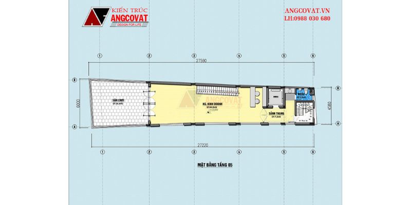 Công năng khu vực tầng 3 nhà 5 tầng mặt tiền 6m có hầm