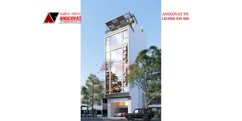 Mặt tiền công trình nhà 6x12m có hầm để xe