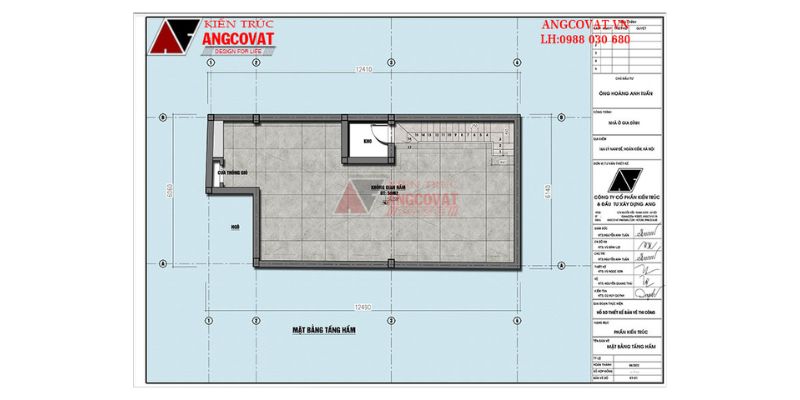 Bố trí công năng khu vực tầng hầm nhà 6 tầng 6x12m
