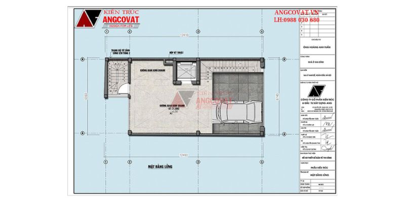Bố trí công năng khu vực tầng 2 nhà 6 tầng 6x12m