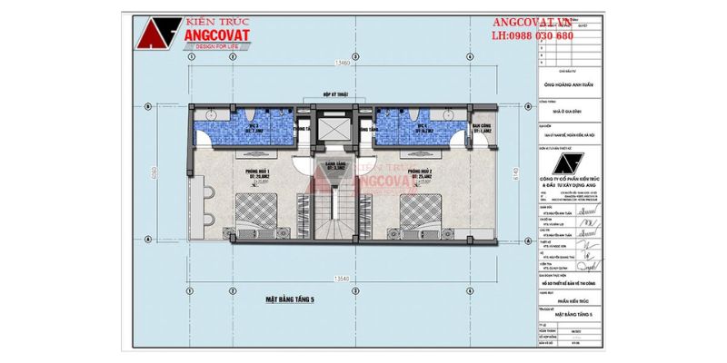 Bố trí công năng khu vực tầng 4 nhà 6 tầng 6x12m