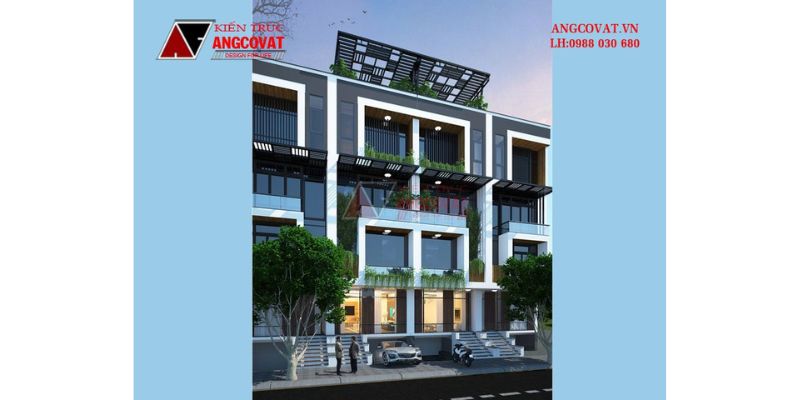 Ngoại thất nhà phố có thiết kế tầng hầm