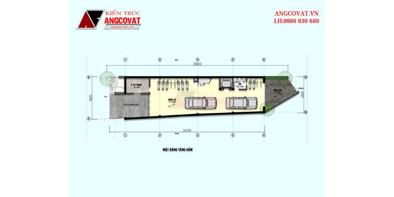 Mặt bằng tầng hầm nhà ở kết hợp kinh doanh mặt tiền 6m