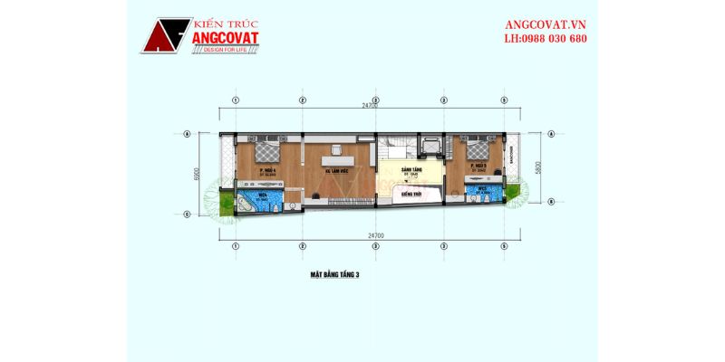 Mặt bằng tầng 3 &nbsp;nhà ở kết hợp kinh doanh mặt tiền 6m