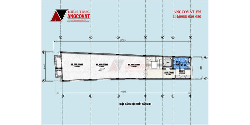 Mặt bằng tầng 4 nhà kết hợp kinh doanh coffee 6x26m2