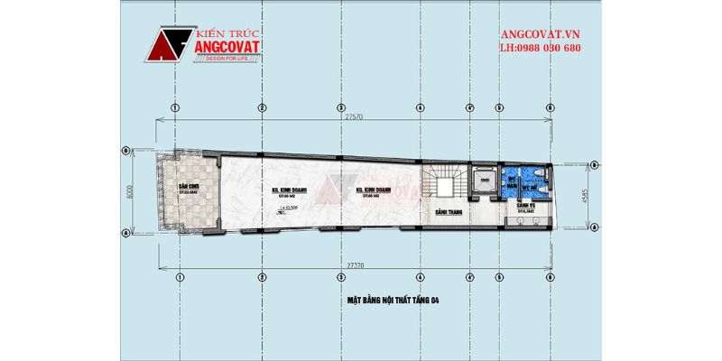 Mặt bằng tầng 5 nhà kết hợp kinh doanh coffee 6x26m2