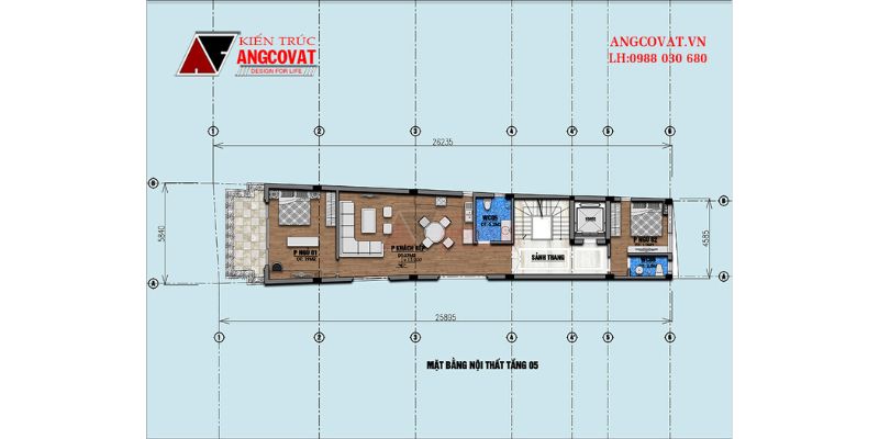 Mặt bằng tầng 6 nhà kết hợp kinh doanh coffee 6x26m2  &nbsp;